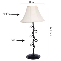 Devansh Off White Textured Contemporary Frustum Shaped Table Lamp image 4