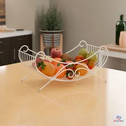 heart home Metal Fruits & Vegetables Basket | White Iron Fruit & Vegetable Basket-picture-39