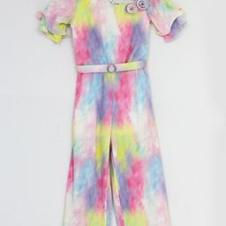 Peppermint Girls Pink & Blue Printed Basic Jumpsuit-picture-37
