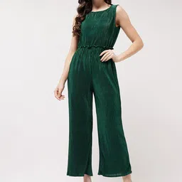 Zima Leto Round Neck Pleated Basic Jumpsuit-image-14
