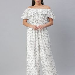 SHOWOFF Women Off-Shoulder Printed Cotton Culotte Jumpsuit-picture-43