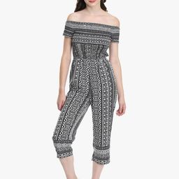 DODO & MOA Off White & Black Off-Shoudler Printed Culotte Jumpsuit-picture-8
