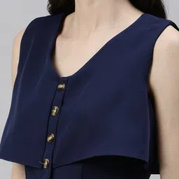 SHOWOFF Navy Blue Solid Layered Jumpsuit image 5