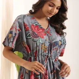 SANSKRUTIHOMES Floral Printed Waist Tie-Ups Cotton Basic Jumpsuit image 4