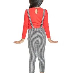 Peppermint Girls Red & Grey Basic Jumpsuit image 2