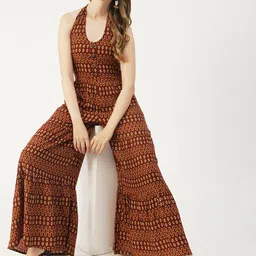 Moomaya Geometric Printed Halter Neck Basic Jumpsuit image 3