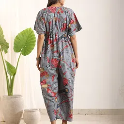 SANSKRUTIHOMES Floral Printed Waist Tie-Ups Cotton Basic Jumpsuit image 3