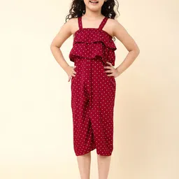 a.t.u.n. A T U N Girls Printed Capri Jumpsuit With Ruffles image 2
