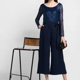 Globus Embellished Striped Basic Belted Jumpsuit image 4