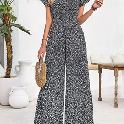 StyleCast Black Printed Gathers Basic Jumpsuit image 2