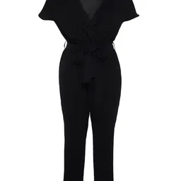 Trendyol V-Neck Short Sleeves Waist Tie-Ups Basic Jumpsuit image 4
