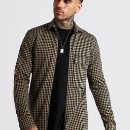 boohooMAN Houndstooth Pattern Casual Shirt-picture-43