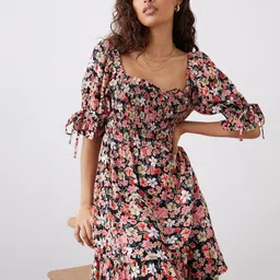 DOROTHY PERKINS Petite Floral Print Smocked A-Line Dress-picture-39