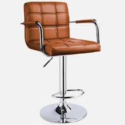 furniturstation Enn Leatherette Bar Stool In Tan Colour With Swivel image 3