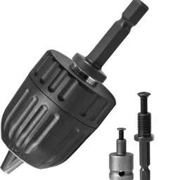 uptodateprouducts 0.8-10mm Keyless Drill Chuck 3/8"- 24UNF Thread SDS-Plus 1/4" Hex Socket Square Quick Change Adapter Impact Hammer Wrench Driver image 1