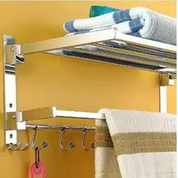 suzi by suzi Dual Folding Towel- Rack 24 Inch/Towel Stand Hanger Bar for Bathroom Accessories Silver-Chrome Towel Holder image 2