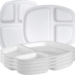 neena crockeries Acrylic PVC Free Unbreakable 3 Portion Plate, Thali, Compartment Plate Dinner Plate-picture-27