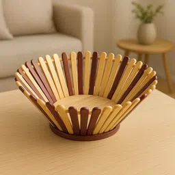 bamboo crafts Wooden Decorative Bowl HomeStyle Decorative Table Basket Disposable image 2