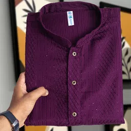 lazzly Men Embellished, Embroidered Viscose Rayon Straight Kurta image 1