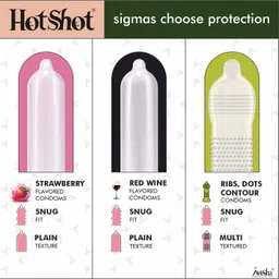 hotshot Condom Combo Pack 50 - 3in1, 4in1 Delay, Ribbed, Dotted, Red Wine and Strawberry Condom image 2