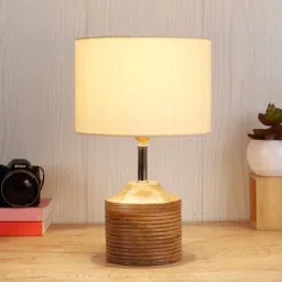 Devansh Wood Table Lamp With Off-White Cotton Shade by New Era-picture-18