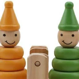 little mind Wooden clown balance stacking blocks and sorting toy for kids image 4