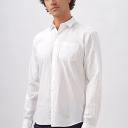 bs blue squad Men Slim Fit Solid Spread Collar Casual Shirt image 3