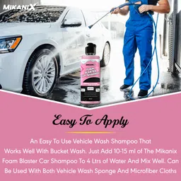 mikanix Foam Blaster Car Shampoo Concentrate With Thick Foam To Remove Dirt & Grime Car Washing Liquid image 4