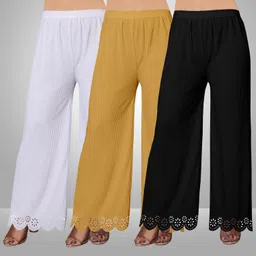 kiran impex Pack of 3 Women Straight Fit Multicolor Lycra Blend Trousers-picture-20