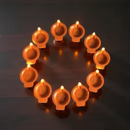 elsort Diya Water Sensor LED Lights | Deepam Lights Plastic (Pack of 12) Table Diya Set image 5