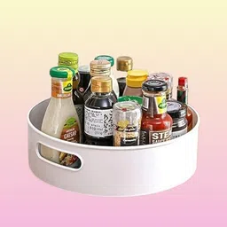 Plastic full rotation Turning Caddy Serving Tray – Living Space & Culinary Area Storage Basket-image-0