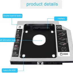 GoodsBazaar Bay 2nd Hard Drive Caddy, 9.5 mm CD/DVD Drive Slot for SSD and HDD Your Laptop 2.5 inch Internal Hard Drive Enclosure/HDD Caddy image 5