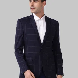 park avenue Men Checkered Single Breasted Formal Blazer-picture-37