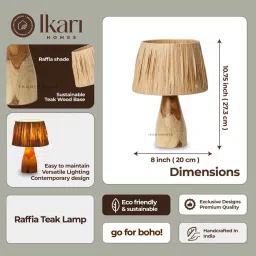 ikari homes Teak Raffia Lamp Size 27.3 x 20 cm image 2