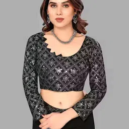 dwijcreation Geometric Print, Embellished, Printed Bollywood Georgette Saree image 4