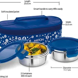 milton Premium Lifestyle Insulated Leak Proof Lunch 2 Containers Lunch Box image 5