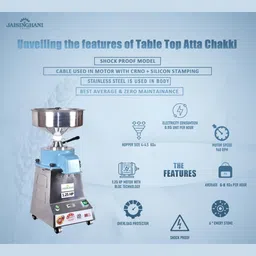 jaisinghani group 1.25HP Table Top Stone Flour Mill with Digital Volt/Amp Meter & BLDC Motor Flourmill image 4