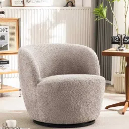 casacraft from pepperfry Nikoli Boucle Barrel Chair In Grey Chair image 1