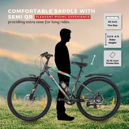 vrock Slugger 7 speed unisex Mountain Bike, Steel Frame 26 T (inch) Mountain Cycle image 5