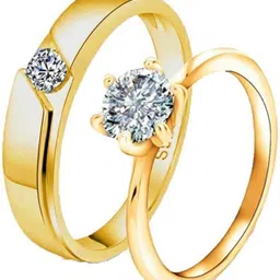 myki Beautiful & Hansome Extraordinary Valentine Couple Rings ( Adjustable Size ) Sterling Silver Swarovski Zirconia Sterling Silver, Gold Plated Ring Set-picture-36