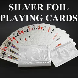 bebbix Silver Deck of Waterproof Cards Flexible Use for Party Game PVC Silver image 3