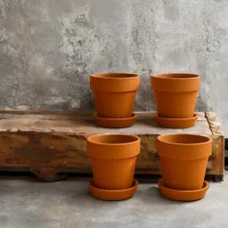 the handicraftian 4 Pcs Red Terracotta 6 Inchs Planters image 1