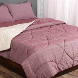 saral home Wine Solid 210 TC Cotton Blend (Set of 4) Double Bed Bedding Sets image 2
