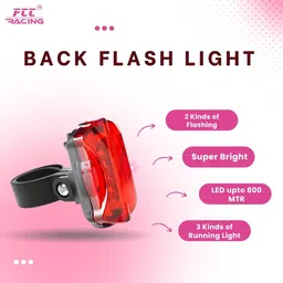 fcc racing Bicycle Adjustable Bottle Cage & Back Flash Light Combo Waterproof Light & Bicycle Bottle Holder image 4