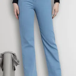 gold-d.a fashion Women Straight Fit Mid Rise Light Blue Jeans image 2