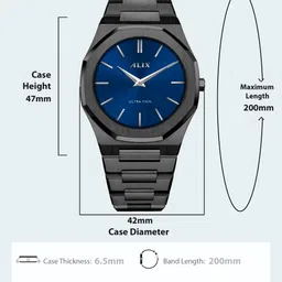 alix Black-Blue soft-touch high contrast Arabic numeral display Analog Watch - For Men AL2903 Ultra Luxury image 3