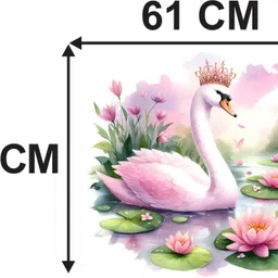 k2a decor 61 cm Elegant Swan with Lotus Wall Art | Beautiful Nature-Inspired Wall Decor Self Adhesive Sticker image 5
