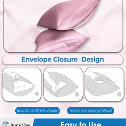 sunvibe Pink 400 TC Silk 2 Pillow Cover With 3 Assorted Scrunchie Free image 5