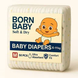 born baby Super Soft Baby Diaper Pants – Fast Absorption , Rash-Free, Leak-Proof - - M image 4