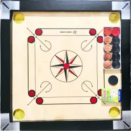 woodshy Small for Kids with Wooden Coins, Striker, Powder 3 cm Carrom Board-picture-42